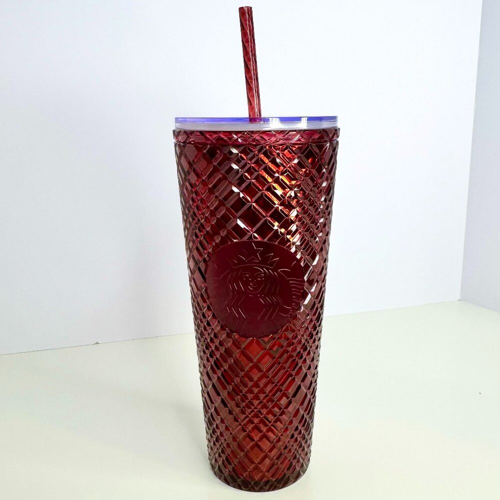 24oz Starbucks Winter Holiday Red‎ Jeweled Tumbler Venti Cold Cup